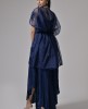 Organza Navy Blue Embroidered Gown with  Baloon Style Top 